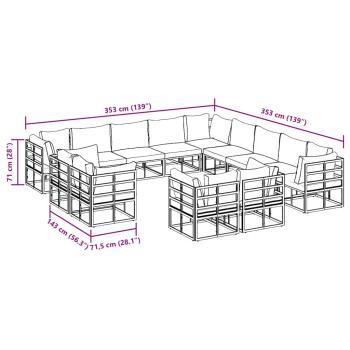 Garten-Sofa-Set 13 pcs Schwarz 353 x 353 x 71 cm Aluminium