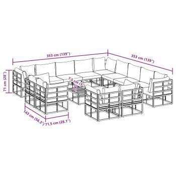 Garten-Sofa-Set 14 pcs Schwarz 70 x 70 x 32 cm Aluminium