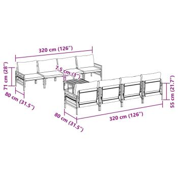 Garten-Sofa-Set mit Kissen mit Kissen 9 pcs Anthrazit 70 x 70.5 x 31.5 cm