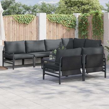 ARDEBO.de - Garten-Sofa-Set 7 pcs Anthrazit 320 x 160 x 71 cm Stahl & Stoff