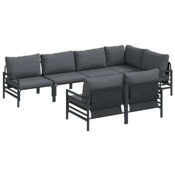 Garten-Sofa-Set 7 pcs Anthrazit 320 x 160 x 71 cm Stahl & Stoff