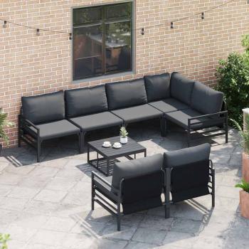 Garten-Sofa-Set 7 pcs Anthrazit 320 x 160 x 71 cm Stahl & Stoff