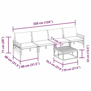 Garten-Sofa-Set 5 pcs Anthrazit Stahl