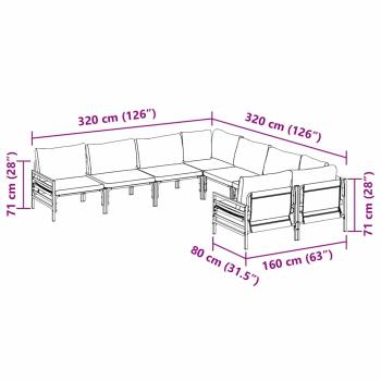 Garten-Sofa-Set 8 pcs Anthrazit Stahl