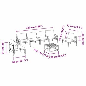 Gartensofa-set 7 Stk. Schwarz Stahl