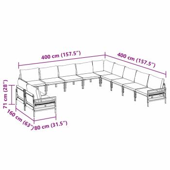 Garten-Sofa-Set 11 pcs Anthrazit Stahl