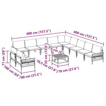 Garten-Sofa-Set 12 pcs Anthrazit Stahl