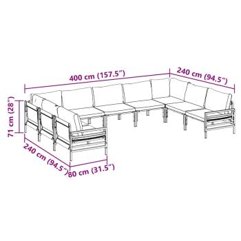 Garten-Sofa-Set 9 pcs Anthrazit Stahl