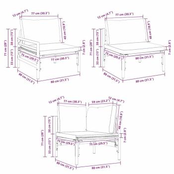 Garten-Sofa-Set 9 pcs Anthrazit Stahl