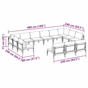 Gartensofa-set 13 Stk. Schwarz Stahl