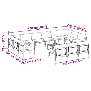 Gartensofa-set 14 Stk. Schwarz Stahl