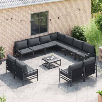 Garten-Sofa-Set 11 pcs Anthrazit Stahl
