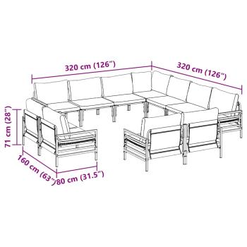 Garten-Sofa-Set 11 pcs Anthrazit Stahl