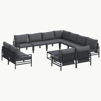 Garten-Sofa-Set 12 pcs Anthrazit Stahl