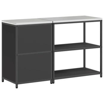 Küchenlager-Set mit Regal mit Speicher mit Tür Verstellbar 2 pcs Schwarz 150 x 50 x 92 cm