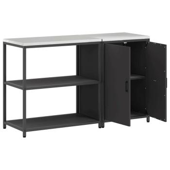 Küchenlager-Set mit Regal mit Speicher mit Tür Verstellbar 2 pcs Schwarz 150 x 50 x 92 cm