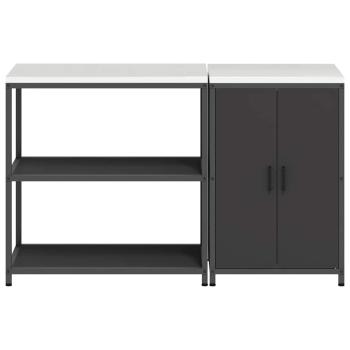 Küchenlager-Set mit Regal mit Speicher mit Tür Verstellbar 2 pcs Schwarz 150 x 50 x 92 cm