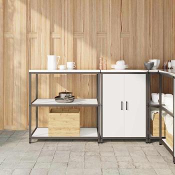 ARDEBO.de - Küchenlager-Set 2 pcs Weiß 150 x 50 x 92 cm Kaltgewalzter Stahl