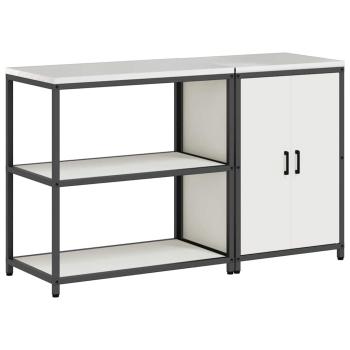 Küchenlager-Set 2 pcs Weiß 150 x 50 x 92 cm Kaltgewalzter Stahl