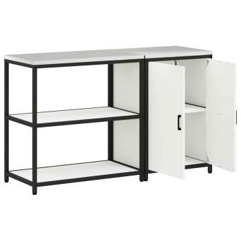 Küchenlager-Set 2 pcs Weiß 150 x 50 x 92 cm Kaltgewalzter Stahl
