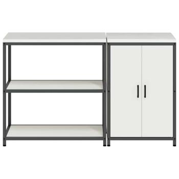 Küchenlager-Set 2 pcs Weiß 150 x 50 x 92 cm Kaltgewalzter Stahl