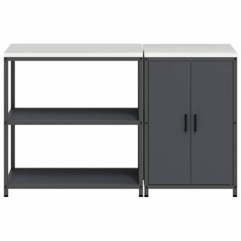 Küchenlager-Set mit Regal mit Speicher mit Tür Verstellbar 2 pcs Anthrazit 150 x 50 x 92 cm