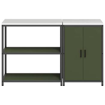 Küchenlager-Set mit Regal mit Speicher mit Tür Verstellbar 2 pcs Olive Grün 150 x 50 x 92 cm