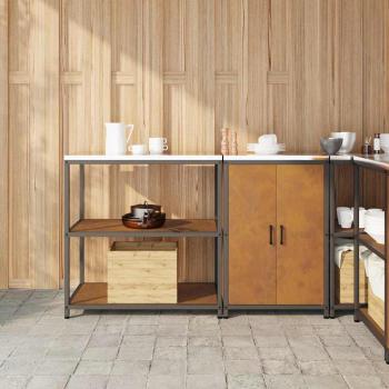 ARDEBO.de - Küchenlager-Set mit Regal mit Speicher mit Tür Verstellbar 2 pcs Rostig 150 x 50 x 92 cm
