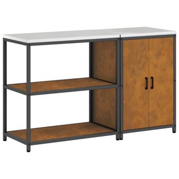 Küchenlager-Set mit Regal mit Speicher mit Tür Verstellbar 2 pcs Rostig 150 x 50 x 92 cm