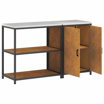 Küchenlager-Set mit Regal mit Speicher mit Tür Verstellbar 2 pcs Rostig 150 x 50 x 92 cm