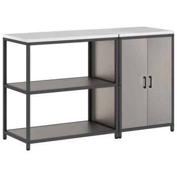 Küchenlager-Set mit Regal mit Speicher mit Tür Verstellbar 2 pcs Rostig 150 x 50 x 92 cm
