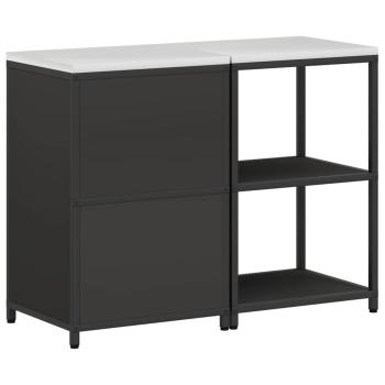 Küchenlager-Set mit Regal mit Speicher mit Tür Verstellbar 2 pcs Schwarz 120 x 50 x 92 cm