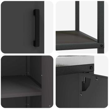 Küchenlager-Set mit Regal mit Speicher mit Tür Verstellbar 2 pcs Schwarz 120 x 50 x 92 cm