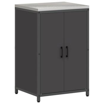 Küchenlager-Set mit Regal mit Speicher mit Tür Verstellbar 2 pcs Schwarz 120 x 50 x 92 cm