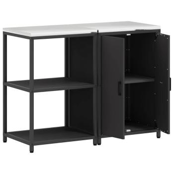 Küchenlager-Set mit Regal mit Speicher mit Tür Verstellbar 2 pcs Schwarz 120 x 50 x 92 cm