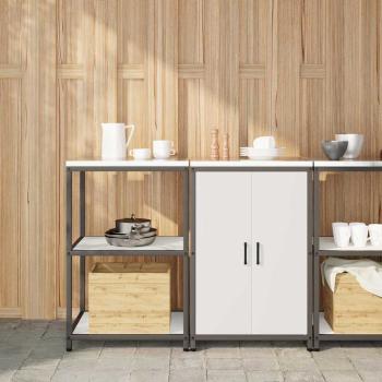ARDEBO.de - Küchenlager-Set 2 pcs Weiß 120 x 50 x 92 cm Kaltgewalzter Stahl