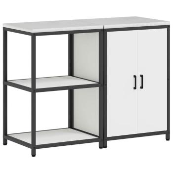Küchenlager-Set 2 pcs Weiß 120 x 50 x 92 cm Kaltgewalzter Stahl