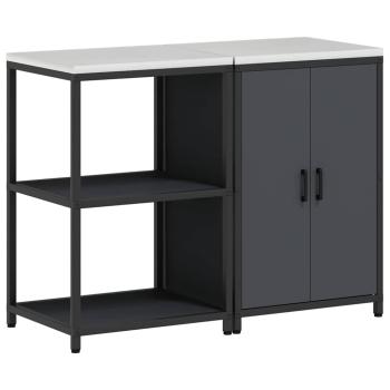 ARDEBO.de - Küchenlager-Set mit Regal mit Speicher mit Tür Verstellbar 2 pcs Anthrazit 120 x 50 x 92 cm