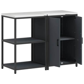 Küchenlager-Set mit Regal mit Speicher mit Tür Verstellbar 2 pcs Anthrazit 120 x 50 x 92 cm