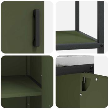 Küchenlager-Set mit Regal mit Speicher mit Tür Verstellbar 2 pcs Olive Grün 120 x 50 x 92 cm