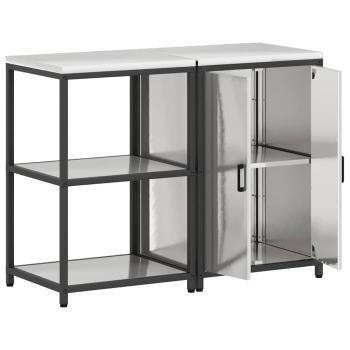 Küchenlager-Set 2 pcs Silber 120 x 50 x 92 cm Edelstahl