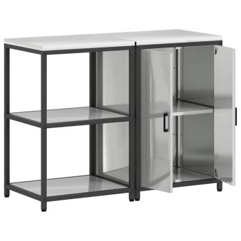 Küchenlager-Set 2 pcs Silber 120 x 50 x 92 cm Verzinkter Stahl