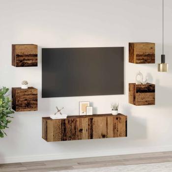 ARDEBO.de - TV-Schrank-Set 6 pcs Altes Holz Mittel 120 x 30 x 30 cm