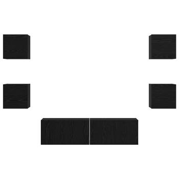 TV-Schrank-Set 6 pcs Schwarz Eiche Mittel 120 x 30 x 30 cm
