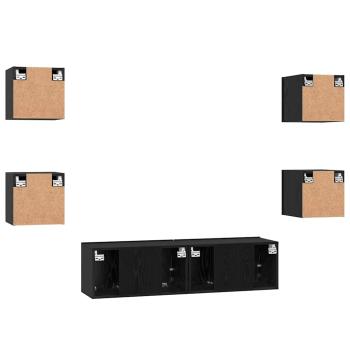 TV-Schrank-Set 6 pcs Schwarz Eiche Mittel 120 x 30 x 30 cm