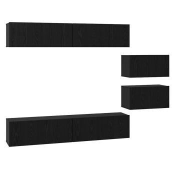 TV-Schrank-Set 6 pcs Schwarze Eiche 80 x 30 x 30,5 cm S