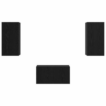 TV-Schrank-Set mit Regal 3 pcs Schwarz Eiche 60 x 30 x 30.5 cm