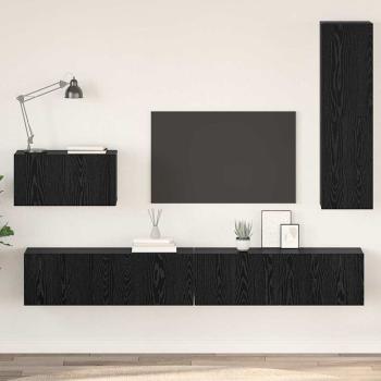 ARDEBO.de - Wand TV Schrank mit Regal Sonstiges mit Speicher mit Tür 4 pcs Schwarz Eiche