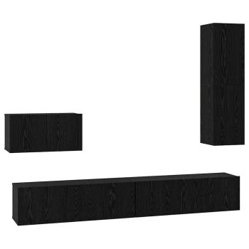 Wand TV Schrank mit Regal Sonstiges mit Speicher mit Tür 4 pcs Schwarz Eiche