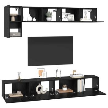 ARDEBO.de - TV-Schrank-Set mit Regal Sonstiges 5 pcs Schwarz Eiche 100 x 30 x 30 cm